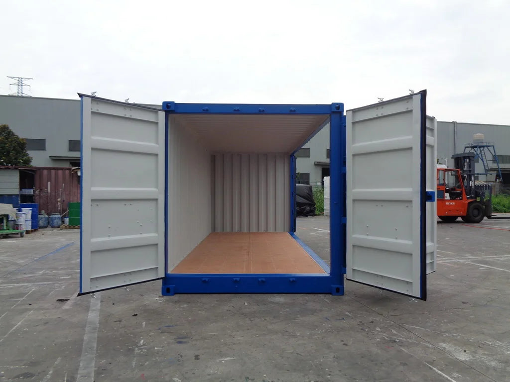 Contenedor marítimo 20 pies lateral abierto azul nuevo